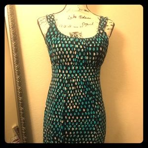 Ann Taylor Med Pet Aqua Black White Sleeveless